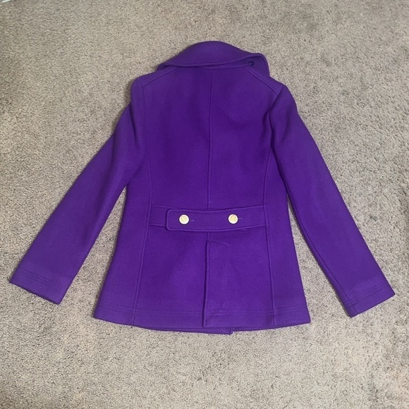 J. Crew Majesty Stadium Cloth Nello Gori Wool Double Breasted Peacoat Purple 0 - Picture 9 of 12